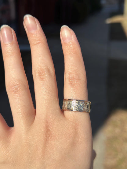 Designer Ed Lovins E.L. Designs Sterling Silver and 14K Rose Gold Victorian Bouquet Size 9.5-10