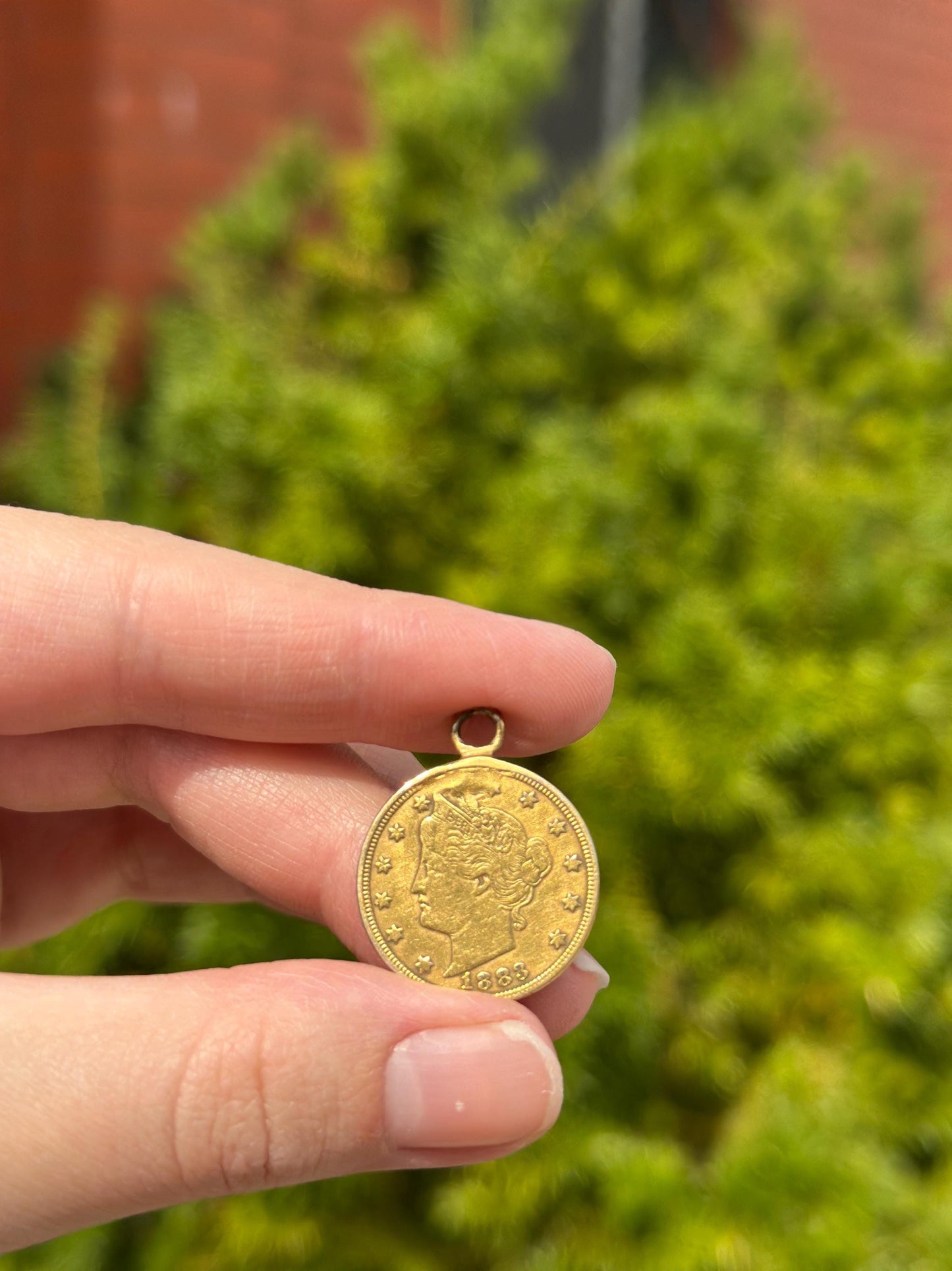 Vintage Antique 1883 Racketeer USA Nickel Gold Plated Old Coin Necklace