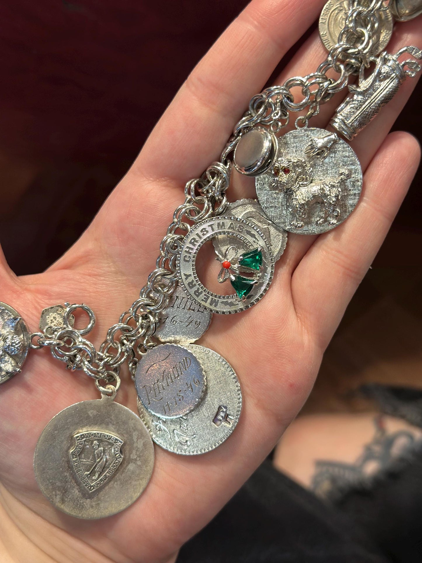 MCM 50's-60's Womens Vintage Super Loaded Charm Bracelet with Moveable Charms Sterling Silver
