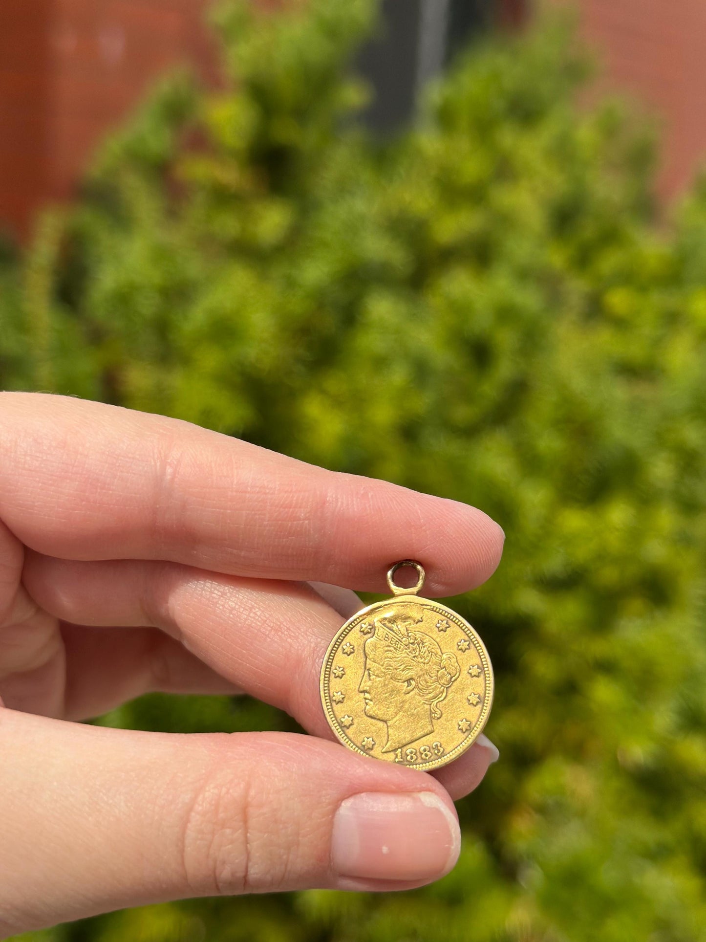 Vintage Antique 1883 Racketeer USA Nickel Gold Plated Old Coin Necklace