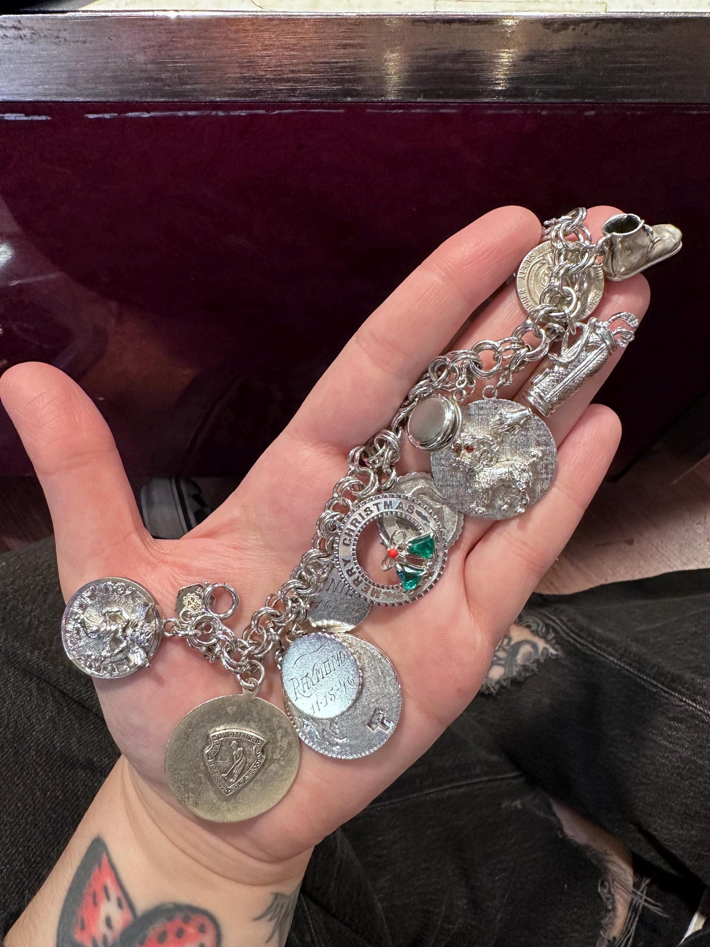 MCM 50's-60's Womens Vintage Super Loaded Charm Bracelet with Moveable Charms Sterling Silver