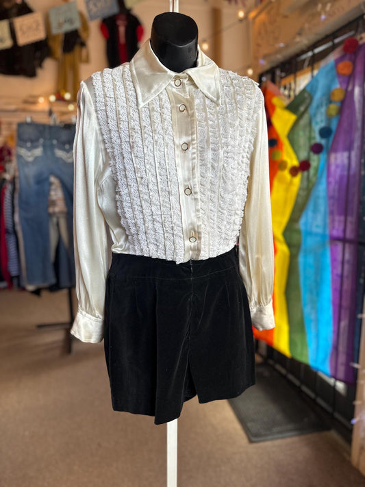 Vintage Mod 1960's Howard Wolf Romper with Velvet Shorts Size XS/S