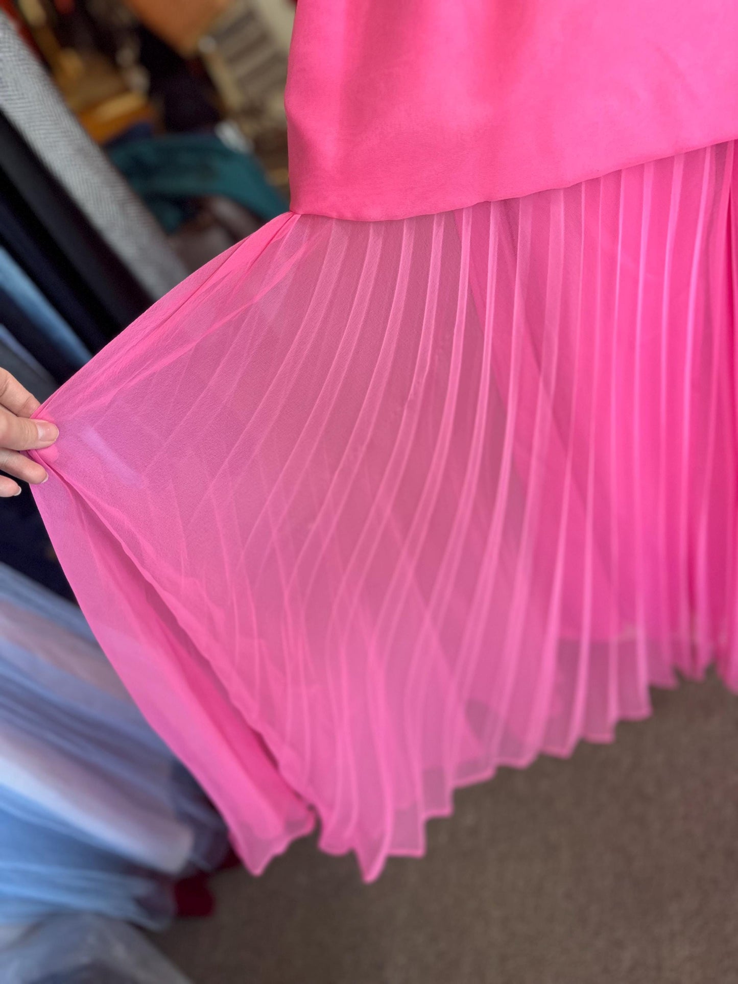 Vintage 1970's Diva Two Piece Wide Leg Hot Pink Sequined Set.