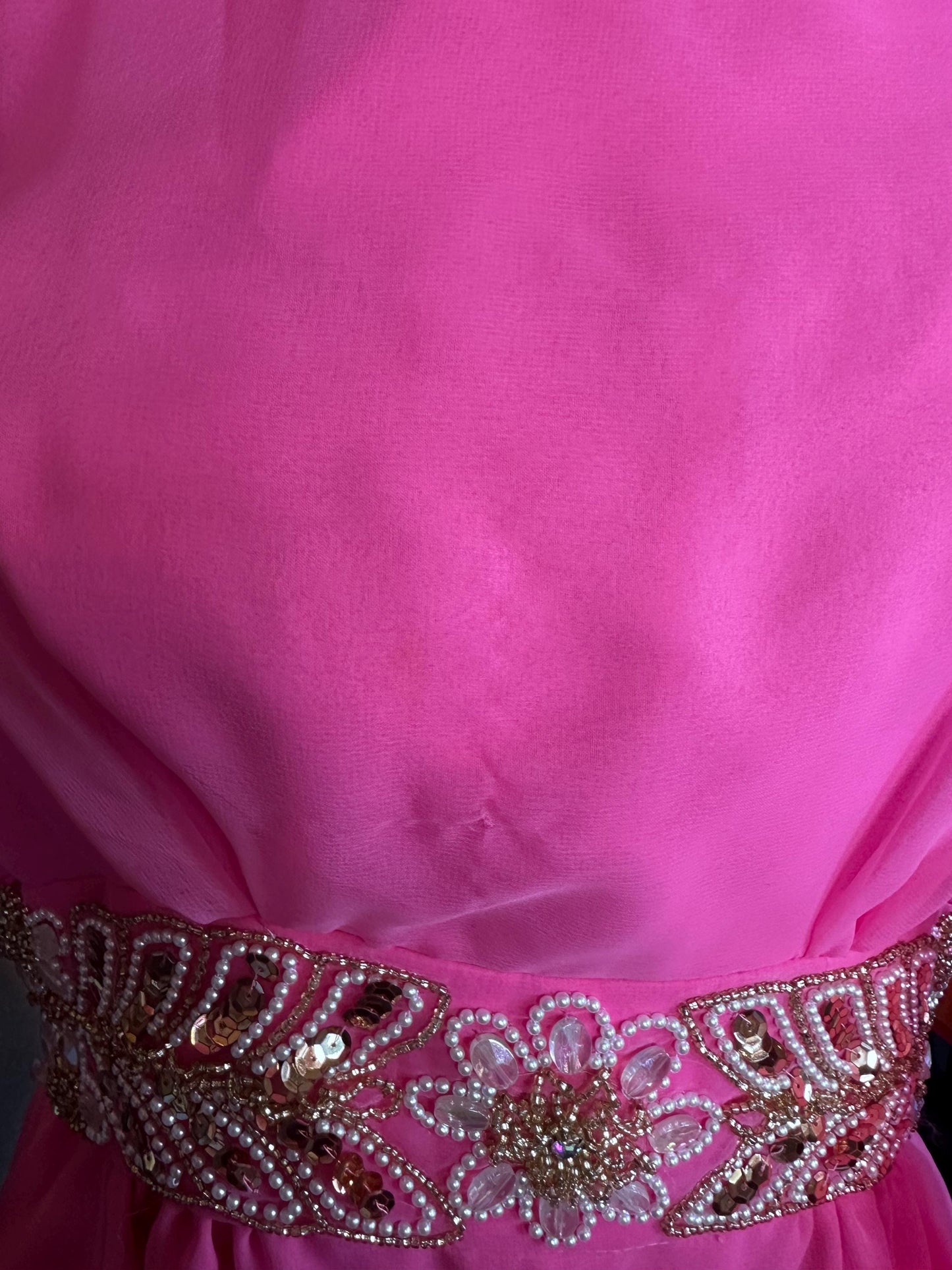 Vintage 1970's Diva Two Piece Wide Leg Hot Pink Sequined Set.