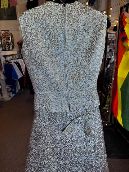 Gorgeous 1960's Calbette Vintage Irridescent Bubble Embroidery Two Piece Dress