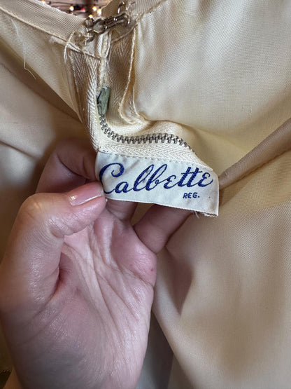 Gorgeous 1960's Calbette Vintage Irridescent Bubble Embroidery Two Piece Dress