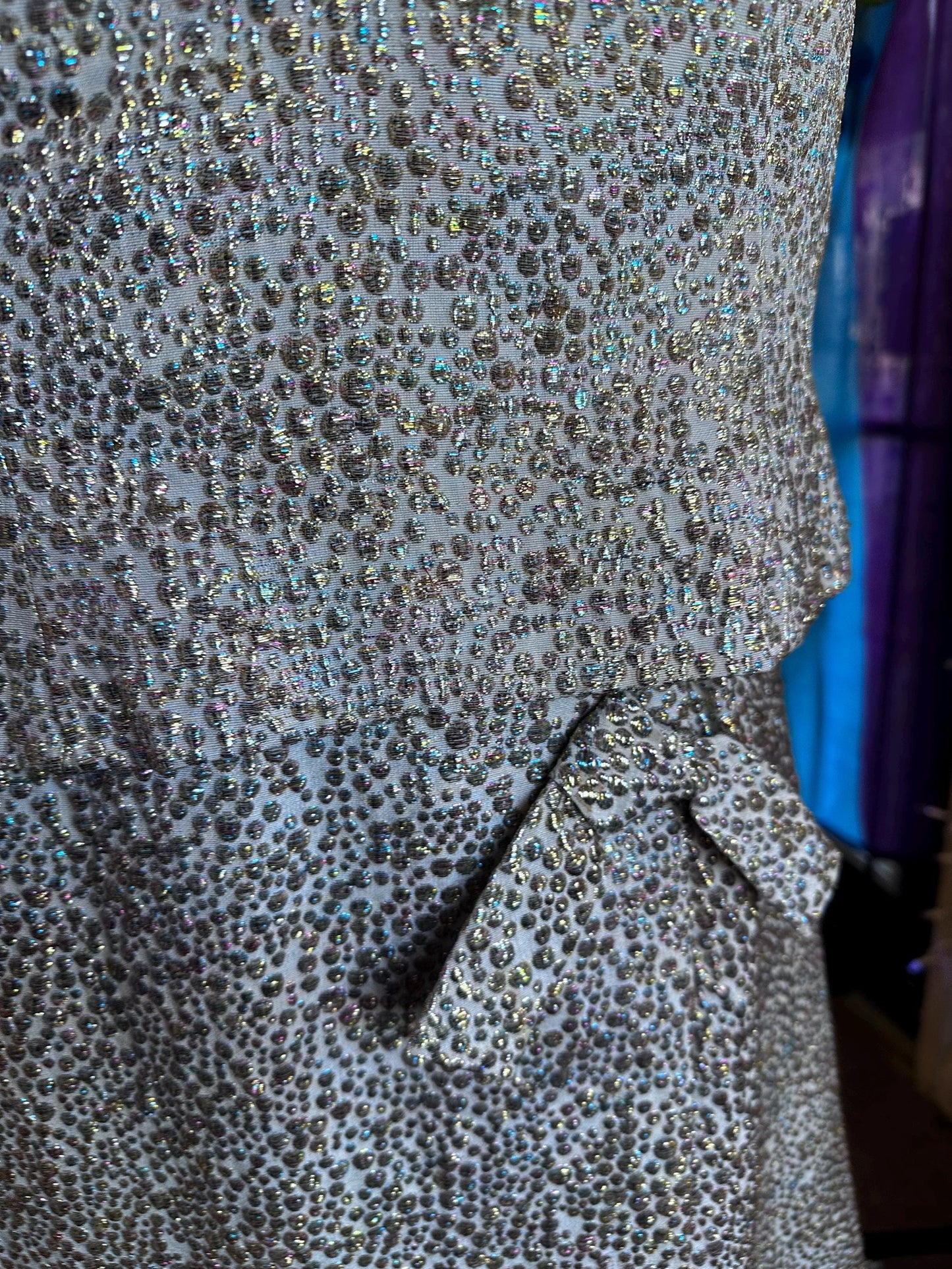 Gorgeous 1960's Calbette Vintage Irridescent Bubble Embroidery Two Piece Dress