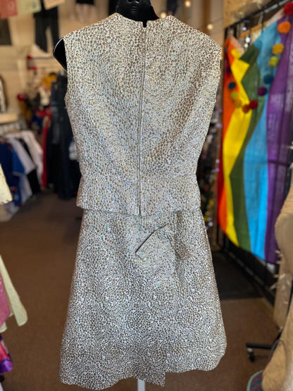 Gorgeous 1960's Calbette Vintage Irridescent Bubble Embroidery Two Piece Dress