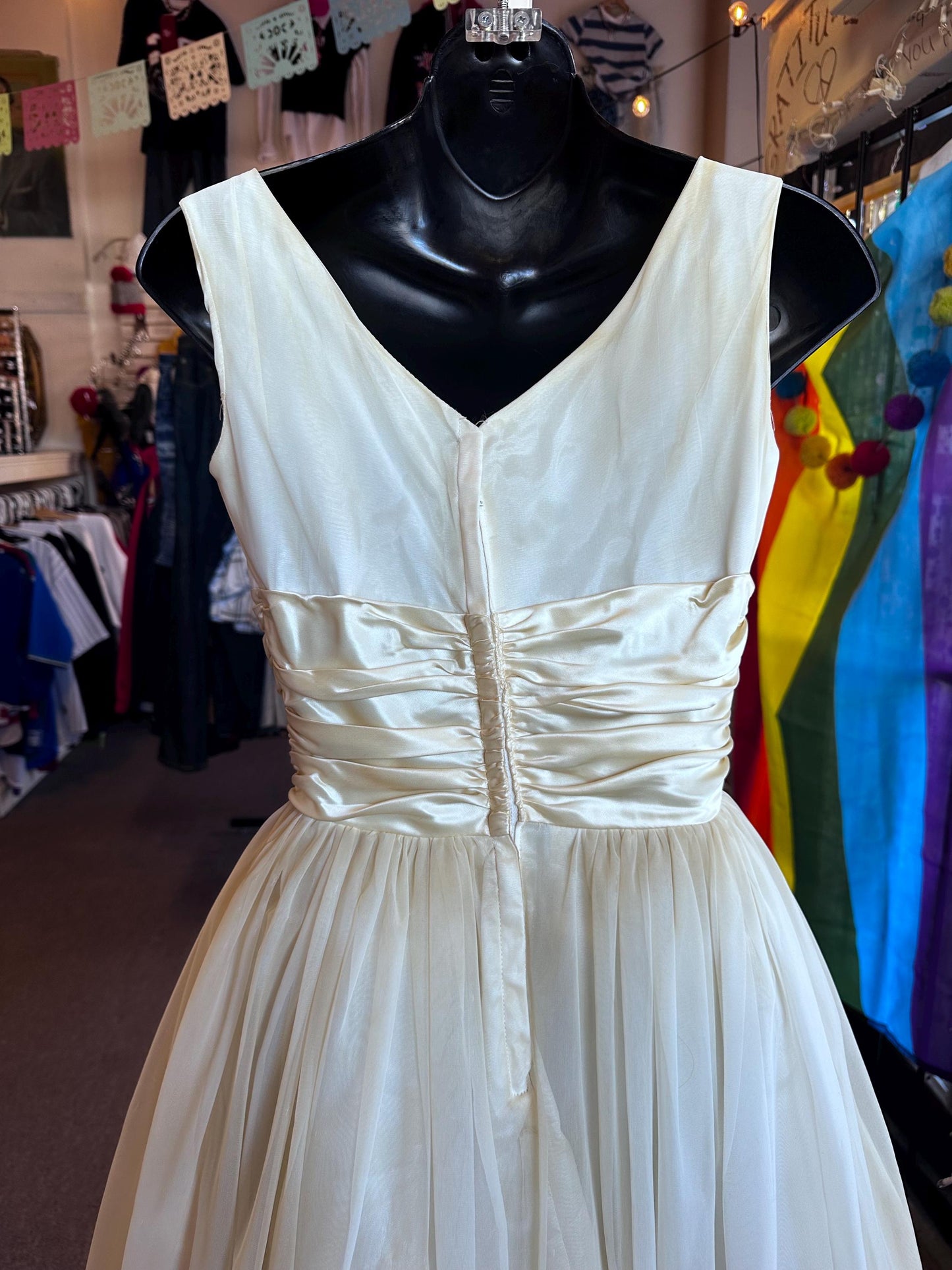 Vintage 1950s Ivory Bridal Prom or Cocktail Two Piece Dress as is XS