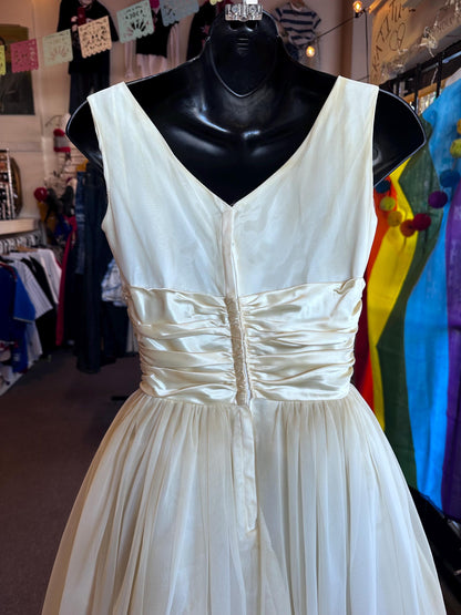 Vintage 1950s Ivory Bridal Prom or Cocktail Two Piece Dress as is XS