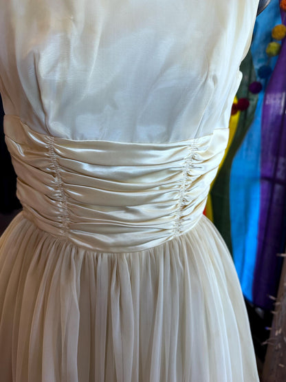 Vintage 1950s Ivory Bridal Prom or Cocktail Two Piece Dress as is XS