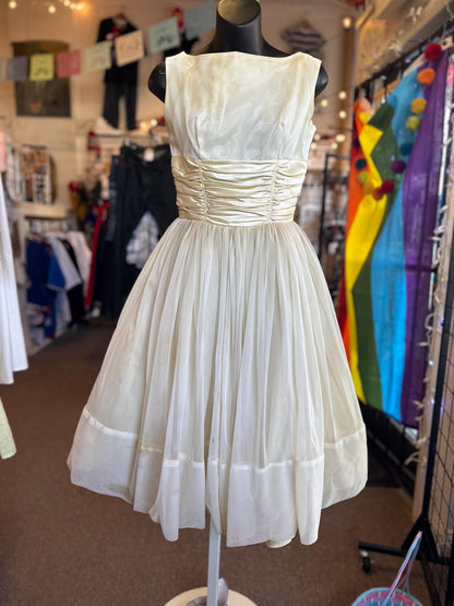 Vintage 1950s Ivory Bridal Prom or Cocktail Two Piece Dress as is XS