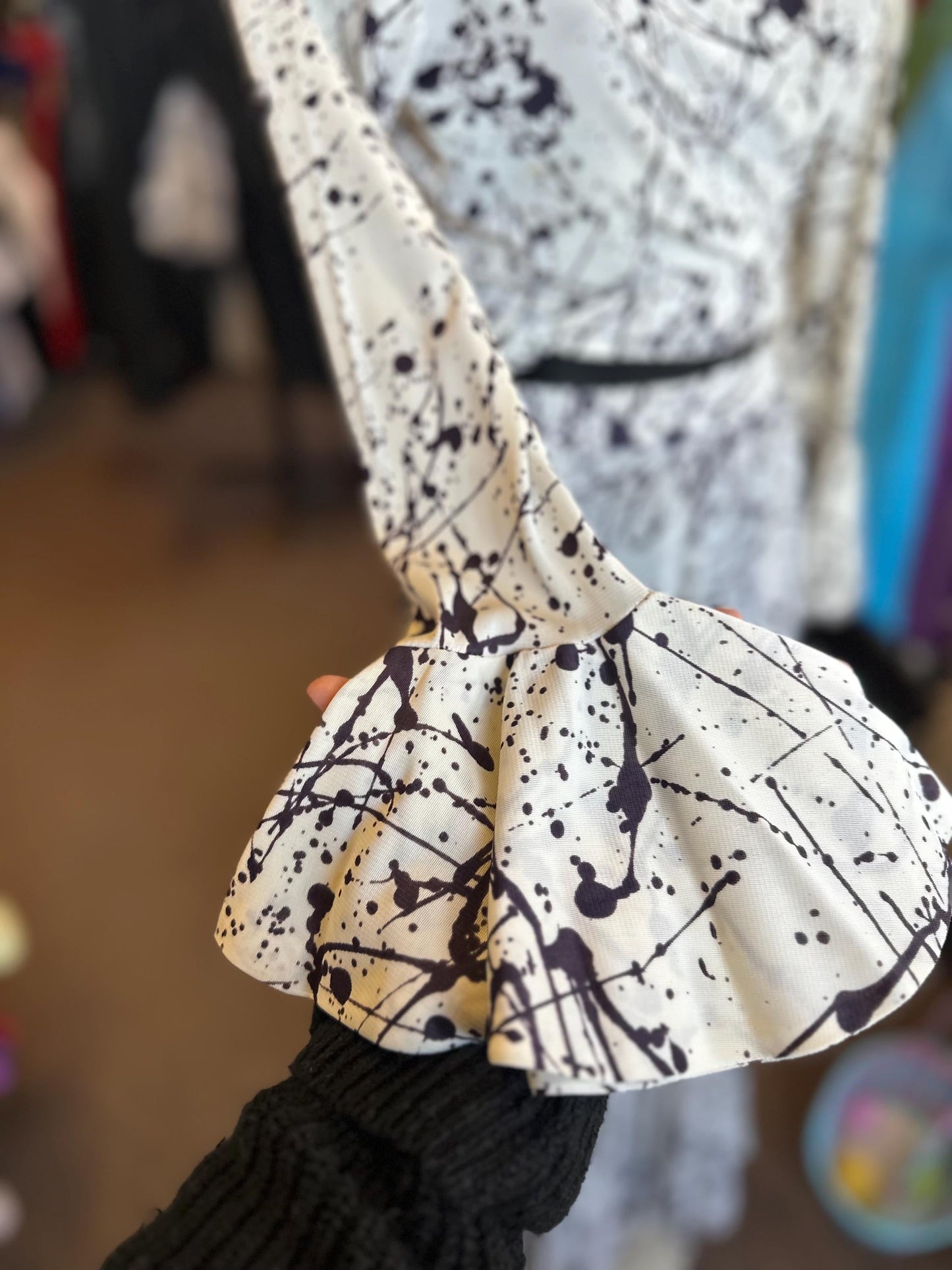 Vintage 1970's Jack Hartley of Miami Two Piece Disco Bell Bottom Ink Splatter Halter Jumpsuit XS.