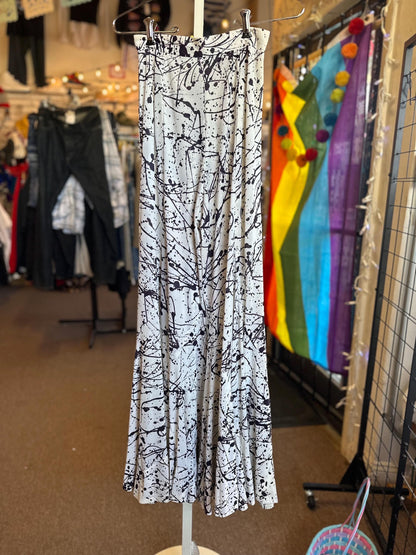 Vintage 1970's Jack Hartley of Miami Two Piece Disco Bell Bottom Ink Splatter Halter Jumpsuit XS.