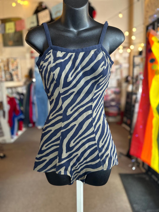1960's Vintage Catalina Art of Eve Bettie Page Pin Up One Piece Swimsuit Small Medium Animal Print