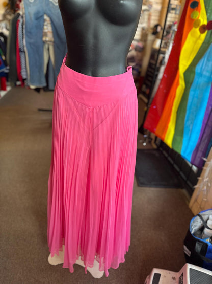 Vintage 1970's Diva Two Piece Wide Leg Hot Pink Sequined Set.