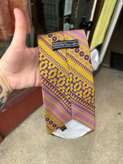 1970's Vintage Funky Sears Men's Tie Purple and Yellow Groovy Pattern