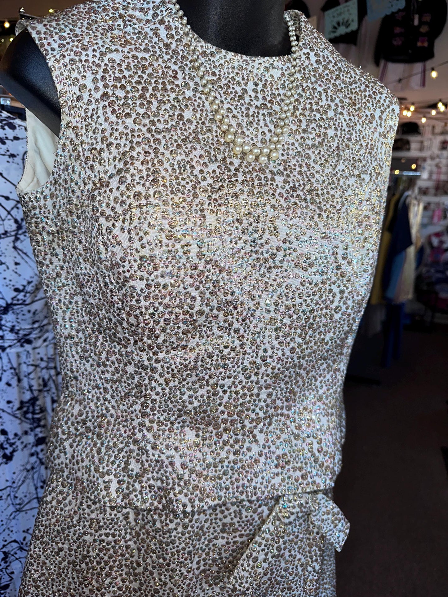 Gorgeous 1960's Calbette Vintage Irridescent Bubble Embroidery Two Piece Dress