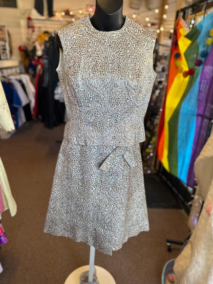 Gorgeous 1960's Calbette Vintage Irridescent Bubble Embroidery Two Piece Dress