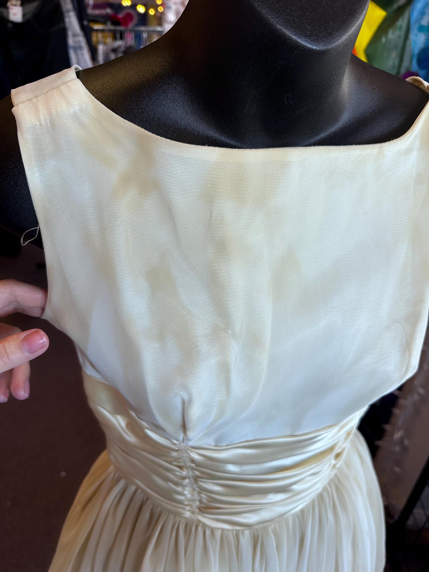 Vintage 1950s Ivory Bridal Prom or Cocktail Two Piece Dress as is XS