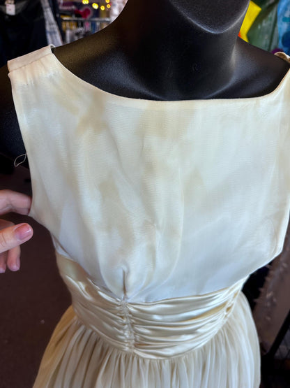 Vintage 1950s Ivory Bridal Prom or Cocktail Two Piece Dress as is XS
