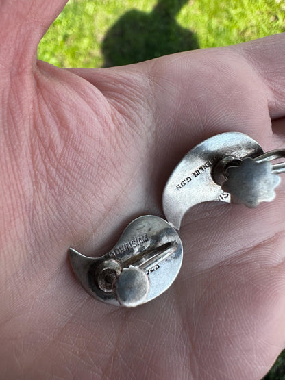 Vintage Siam Goddess Sterling Silver Screwback Clip On Thai Earrings