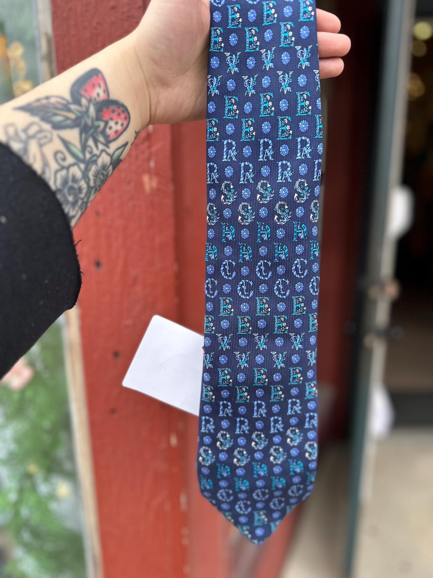Vintage Gianni Versace Letter Blue Silk Verified Neck Tie Menswear
