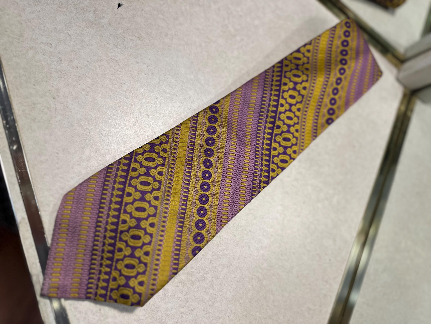 1970's Vintage Funky Sears Men's Tie Purple and Yellow Groovy Pattern