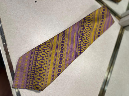 1970's Vintage Funky Sears Men's Tie Purple and Yellow Groovy Pattern