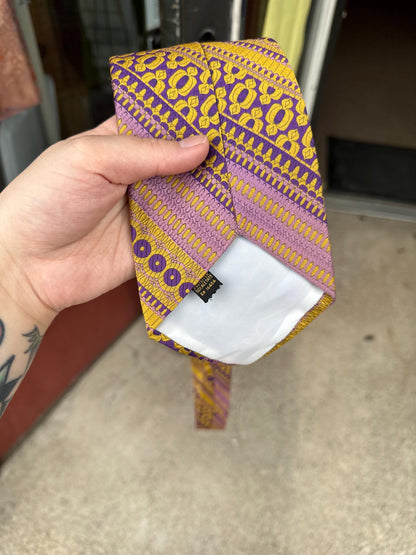 1970's Vintage Funky Sears Men's Tie Purple and Yellow Groovy Pattern