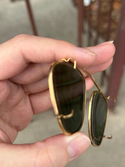 Vintage 1930s-40s World War II Era Clip on/Slide on Aviator Sunglasses