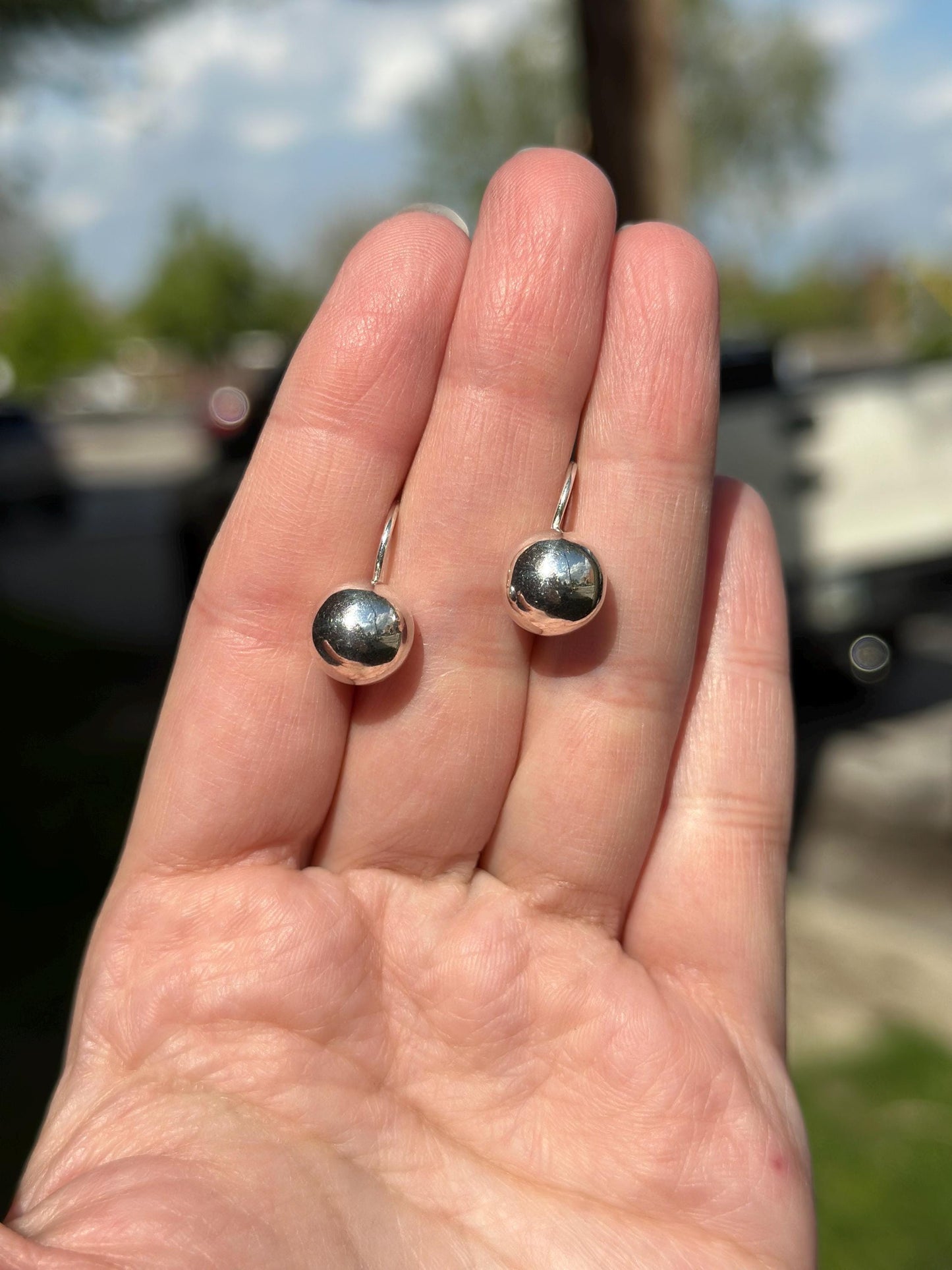 Vintage Retro Mod Cute Sterling Silver .925 Petite Polished Dangle Hook Earrings
