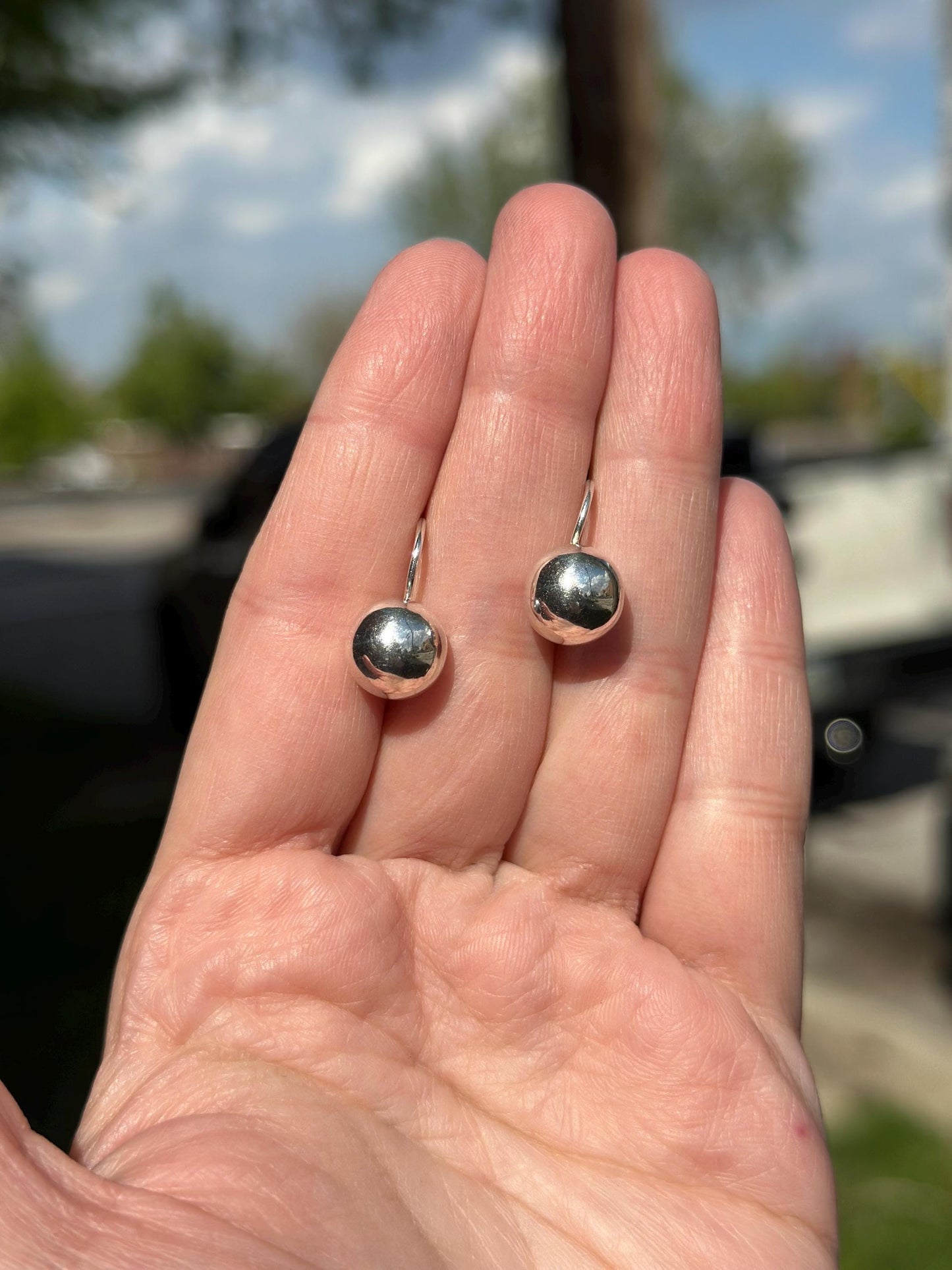Vintage Retro Mod Cute Sterling Silver .925 Petite Polished Dangle Hook Earrings