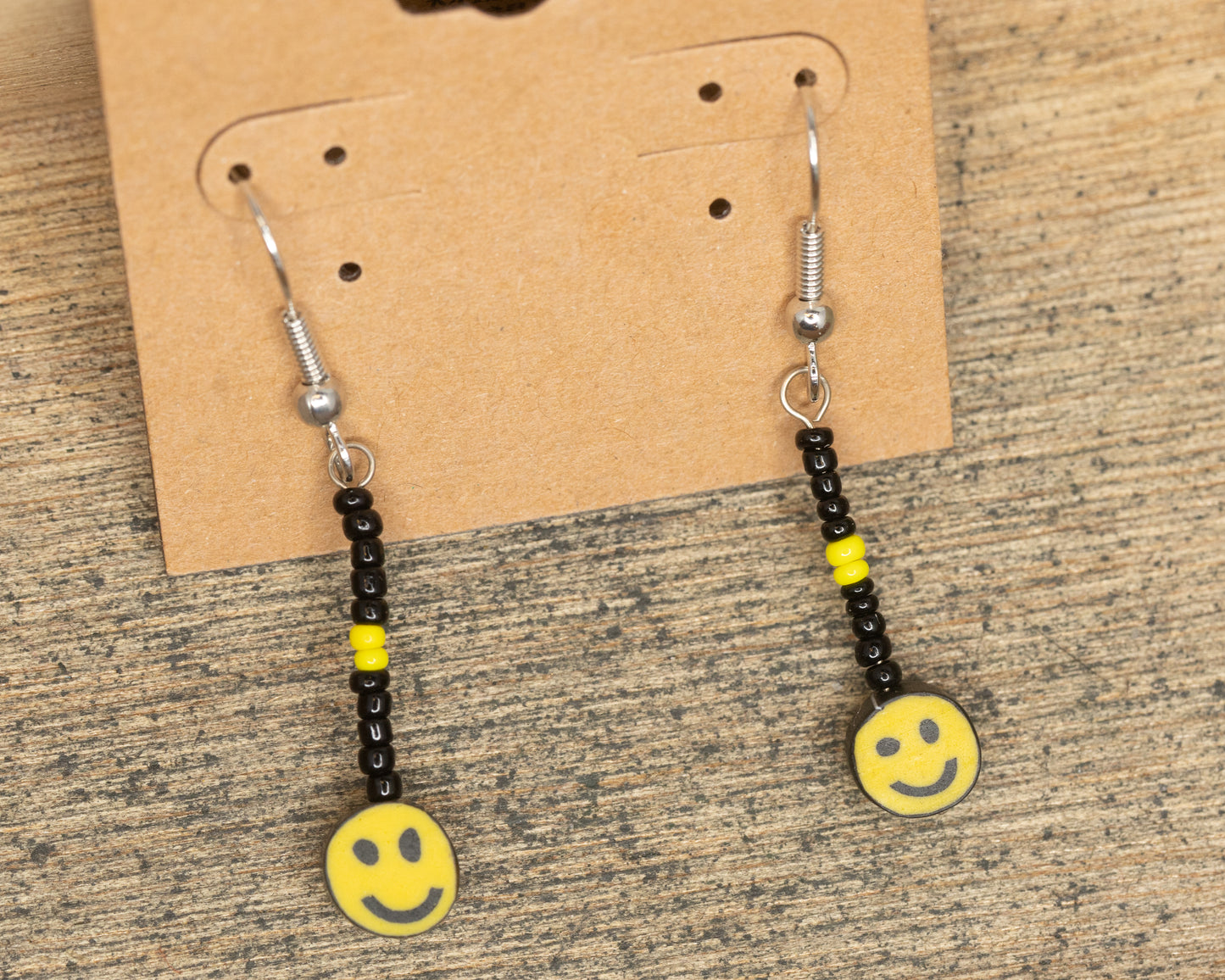Smiley Face Beaded Dangle Earrings