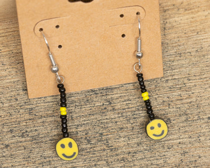 Smiley Face Beaded Dangle Earrings